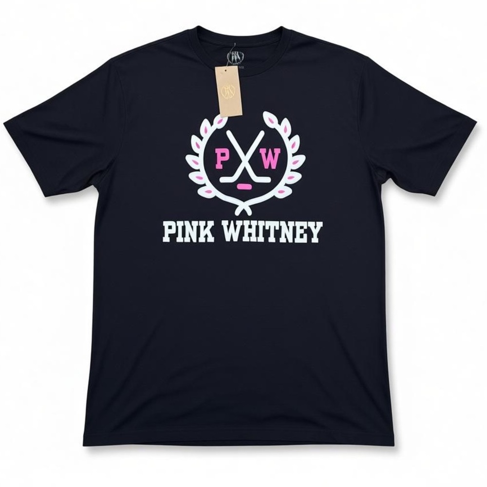 Men’s New Pink Whitney Black T-Shirt Barstool Sports Spittin’ Chiclets Hockey
